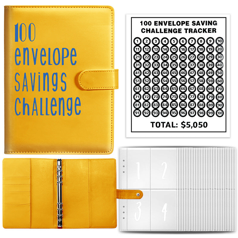Wholesale of 100 Envelope Challenge PU Deposit Book Loose Leaf Cash Notebook